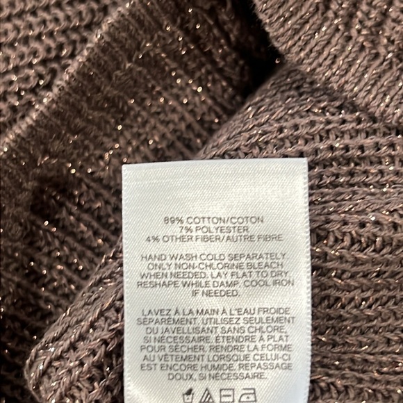 NWT Express Knit Top M Rose Gold Sparkly Glitter Metallic Tunic Length Relaxed - Picture 12 of 12